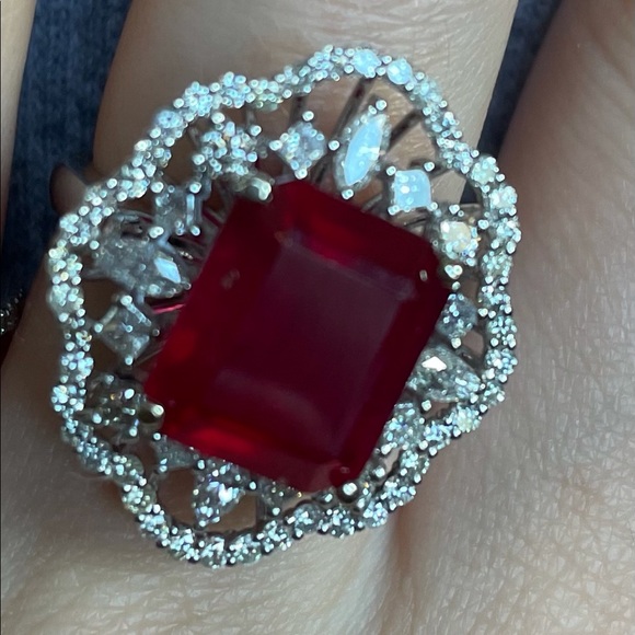 SOLD 14K Gold 9.64tcw. Ruby and Diamond Ring - Picture 5 of 17